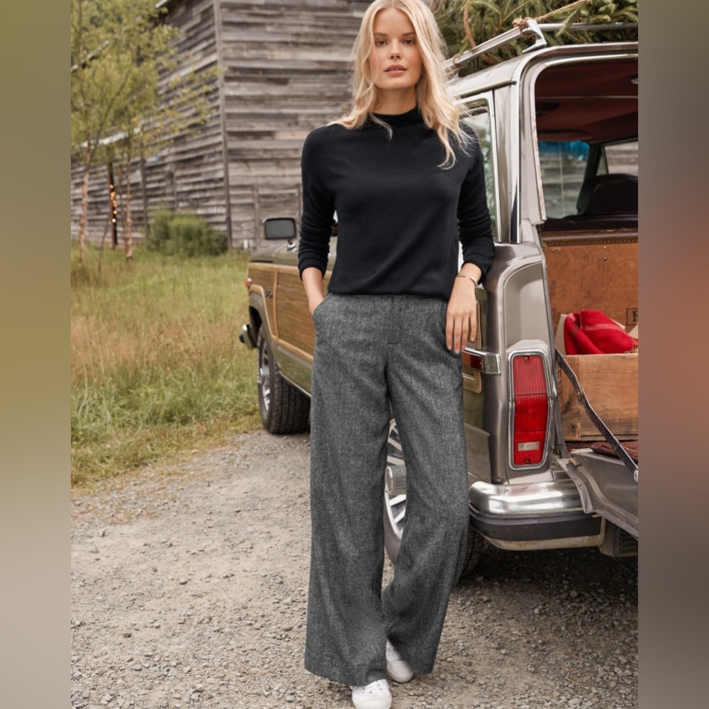 GARNET HILL Peppered-Tweed Wide-Leg Trousers